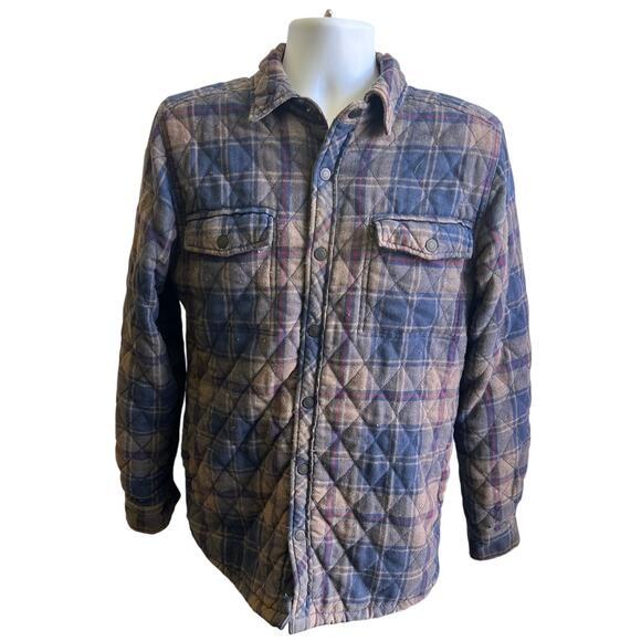 🪵 Vintage 90s George Quilted Flannel Shirt Jacket Sherpa Lined – Men’s Small - Picture 1 of 4
